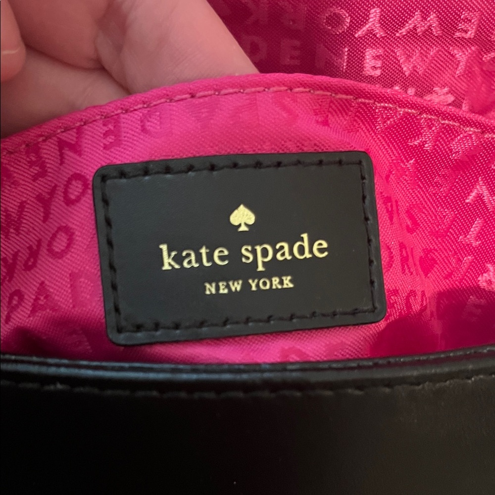 Kate Spade Black Clutch with Bow Detail and Bright Pink Interior - Picture 6 of 9